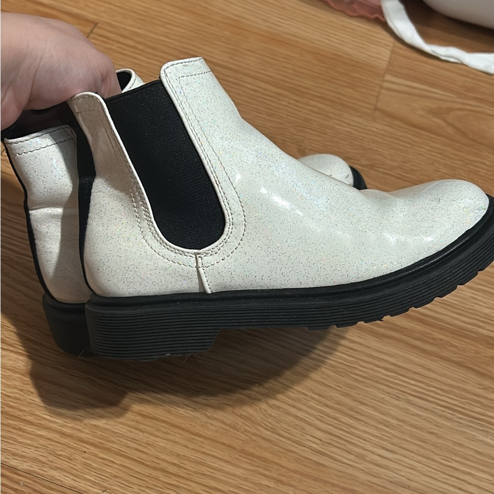 Steve Madden white sparkle boots
